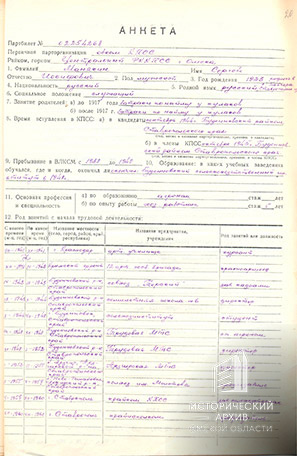 Анкета С.И. Манякина