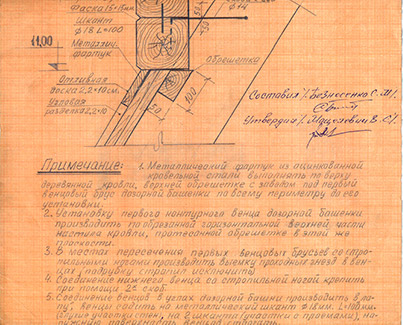 Фрагменты чертежей строительства реконструкции крепостной стены